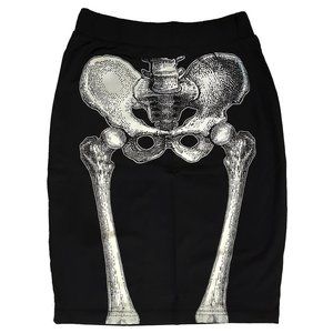 Kreepsville 666 Skeleton Bones Black Pencil Skirt
